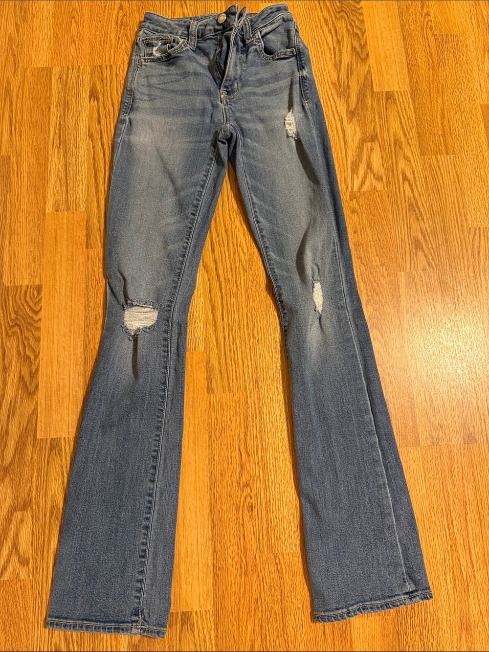 Arizona Jean Company Distressed Flare Jeans - Blue